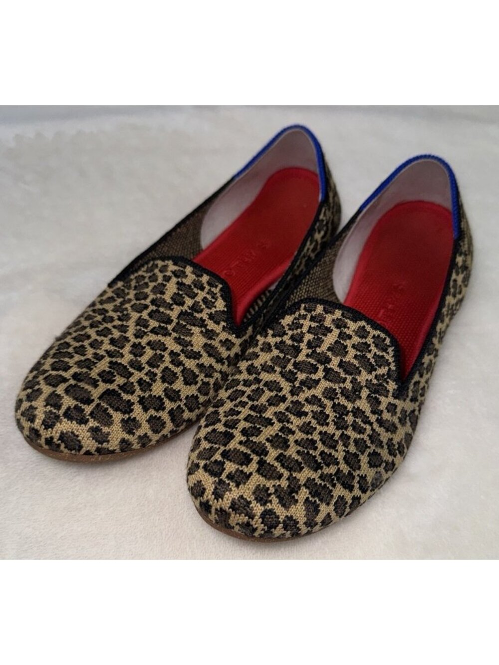 ROTHY’S The Flat Loafer Leopard Print Knit Round Toe Slip On Flats Size 7